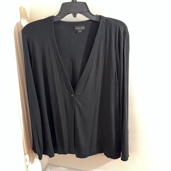 J.Jill Wearever collection one-button jersey knit cardi, black, size PL - Picture 1 of 12